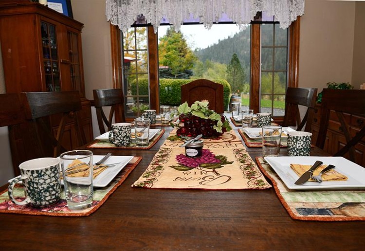 Bear Hollow Bed and Breakfast Idaho dinner table with food